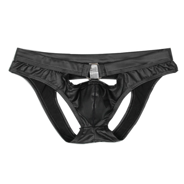 Sexy Mens Faux Leather Underwear Open Butt Briefs Jockstrap Panties Gay Thongs