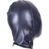Leather Bondage Mask Hood Fully Enclosed Headdress Strap Hood Fetish Bondage Hood (Black)