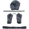 Leather BDSM Restraint Set,Bondage Hoods and Glove Restraints Kits Puppy Glove Fetish Wear Suits for Love Game