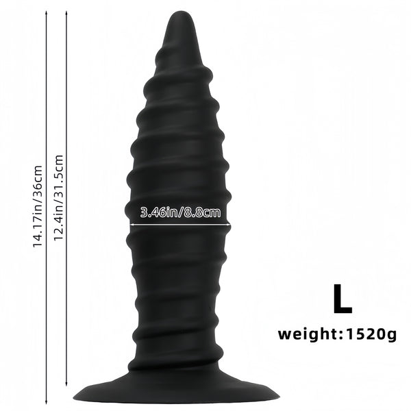 Threaded silicone tip super large super long giant penis anal plug fisting supplies