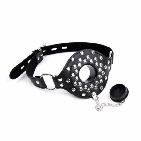 Faux Leather Harness Leather Stud Open Mouth Gag Gift Bondage Mouth Restraint