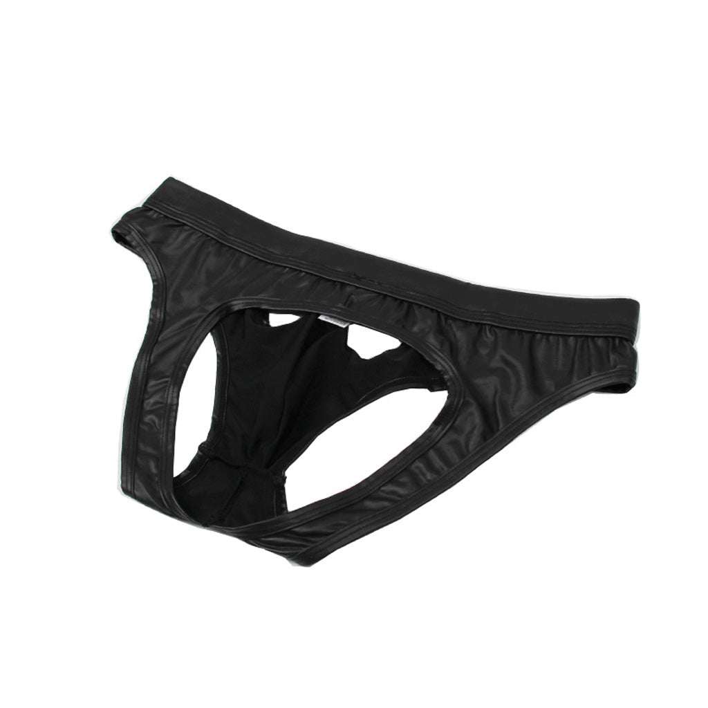 Sexy Mens Faux Leather Underwear Open Butt Briefs Jockstrap Panties Gay Thongs