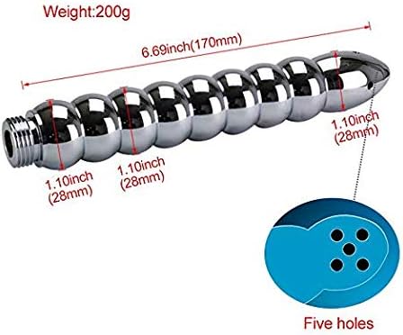 5 Holes Shower Enema Douche Attachments - Aluminium Shower Head Cleaning Kit 3 Piece with Velvet Carry Bag, 59 inch Hose