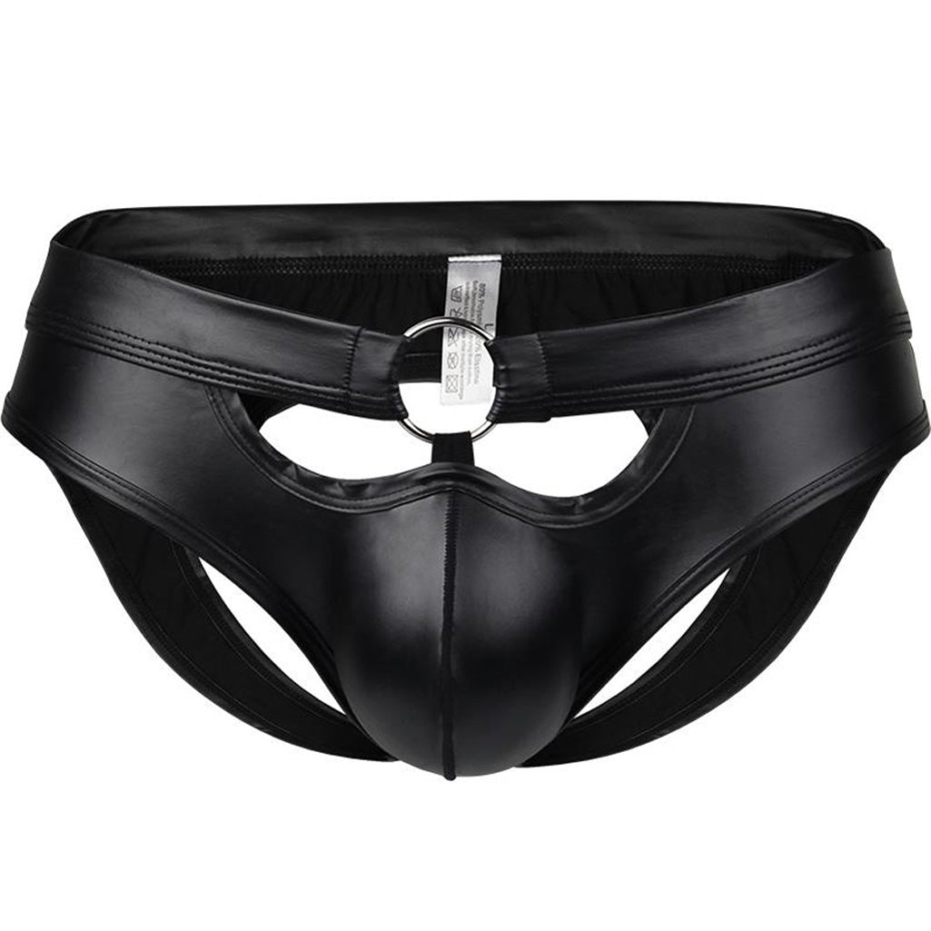 Sexy Mens Faux Leather Underwear Open Butt Briefs Jockstrap Panties Gay Thongs