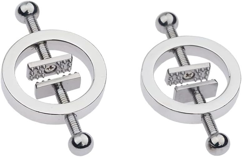 2 x Nipple Clip Clamps Circular Stainless Steel Clamp,  Adjustable Weight Metal Nipple Clamps
