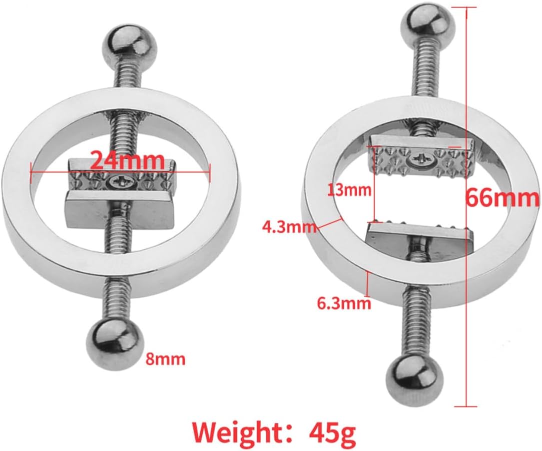 2 x Nipple Clip Clamps Circular Stainless Steel Clamp,  Adjustable Weight Metal Nipple Clamps