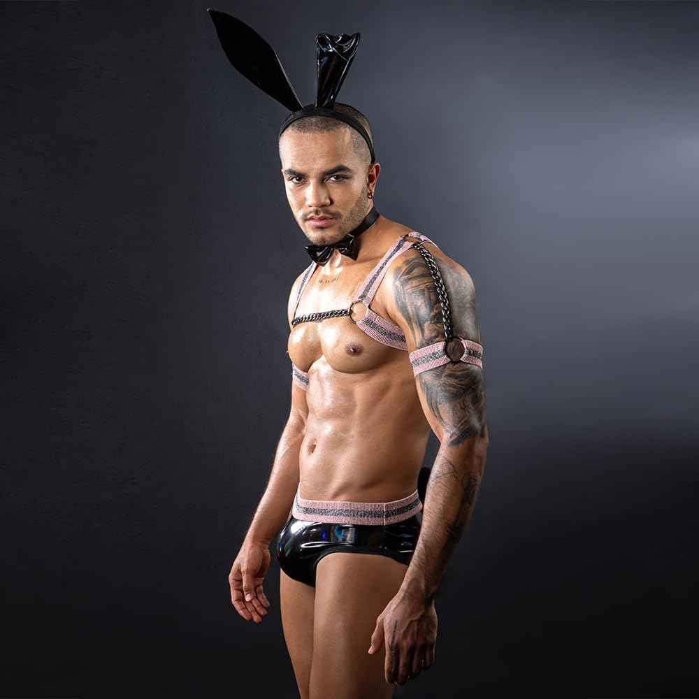 BDSM Rabbit costume Men's cosplay Sexy Underwear police Costume Lingerie Pajamas Uniform bar Nightclub Stage Performance party Christmas