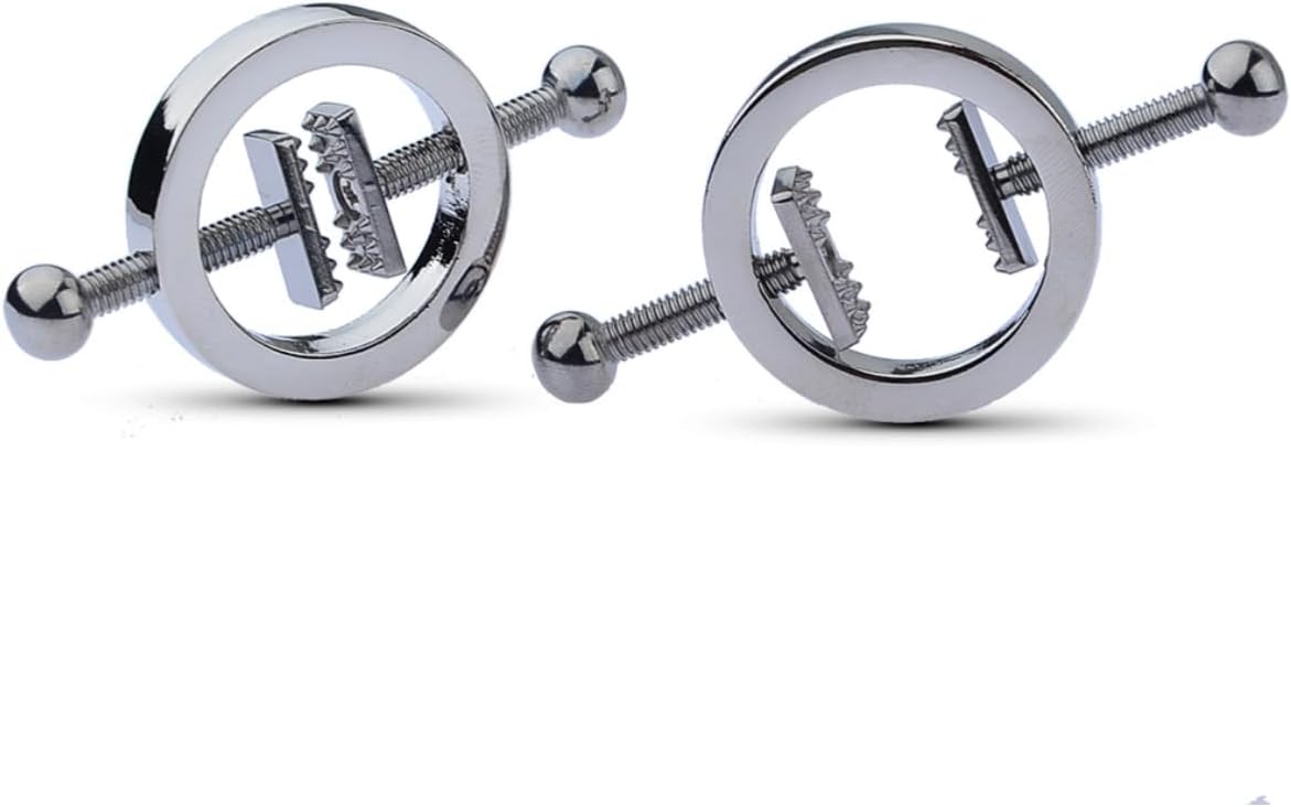 2 x Nipple Clip Clamps Circular Stainless Steel Clamp,  Adjustable Weight Metal Nipple Clamps
