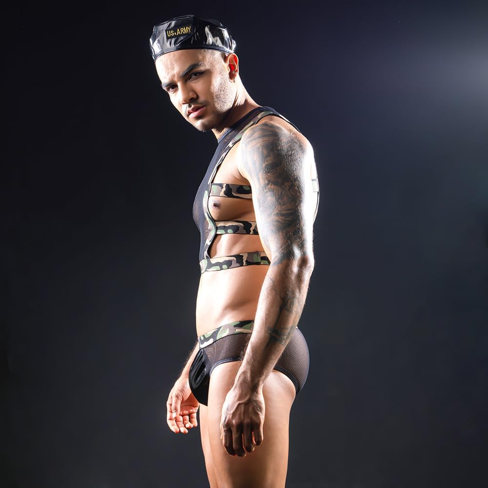 Men's cosplay soldier Sexy Underwear police Costume Lingerie Pajamas Uniform bar Nightclub Stage Performance party Christmas
