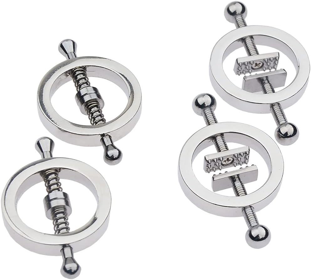 2 x Nipple Clip Clamps Circular Stainless Steel Clamp,  Adjustable Weight Metal Nipple Clamps