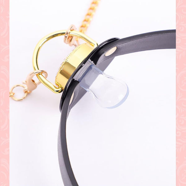 Pacifier Mouth Gag Plug Nipple Breast Clamps Clips Non Piercing Bondage Ball Gag with Choker Sex BDSM Toy for Couples Black