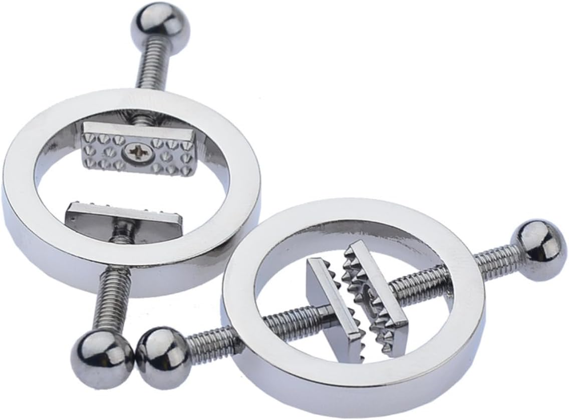 2 x Nipple Clip Clamps Circular Stainless Steel Clamp,  Adjustable Weight Metal Nipple Clamps