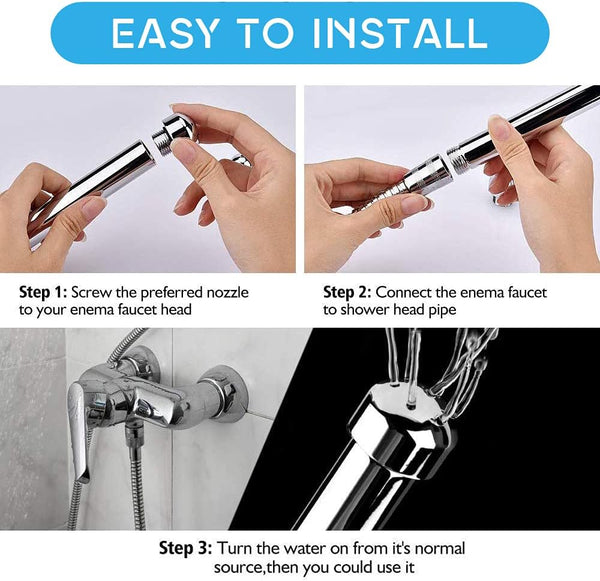 New Nozzle Clean Shower Head,2 Shower Heads 3 Aluminum Cleaner Flushing Cleansing System (Silver)