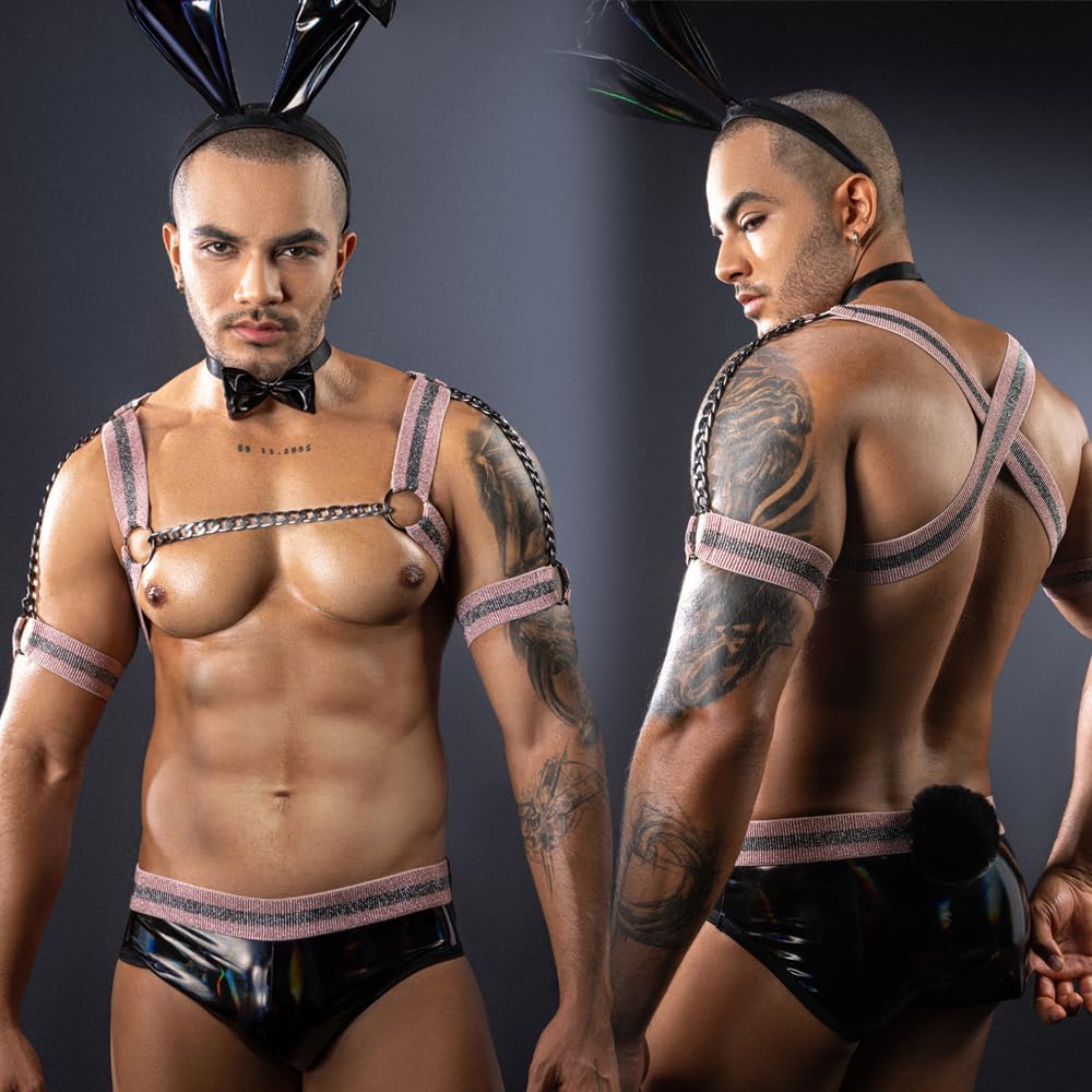 BDSM Rabbit costume Men's cosplay Sexy Underwear police Costume Lingerie Pajamas Uniform bar Nightclub Stage Performance party Christmas