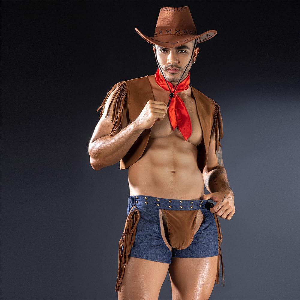 Men's Lingerie cosplay Cowboy Boy Sexy Underwear police Costume Lingerie Pajamas Uniform bar Nightclub Stage Performance party