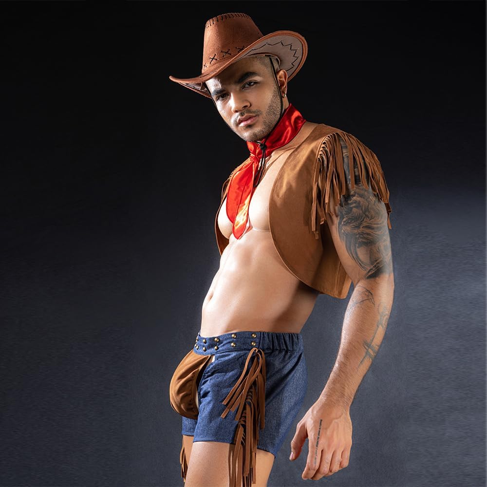 Men's Lingerie cosplay Cowboy Boy Sexy Underwear police Costume Lingerie Pajamas Uniform bar Nightclub Stage Performance party