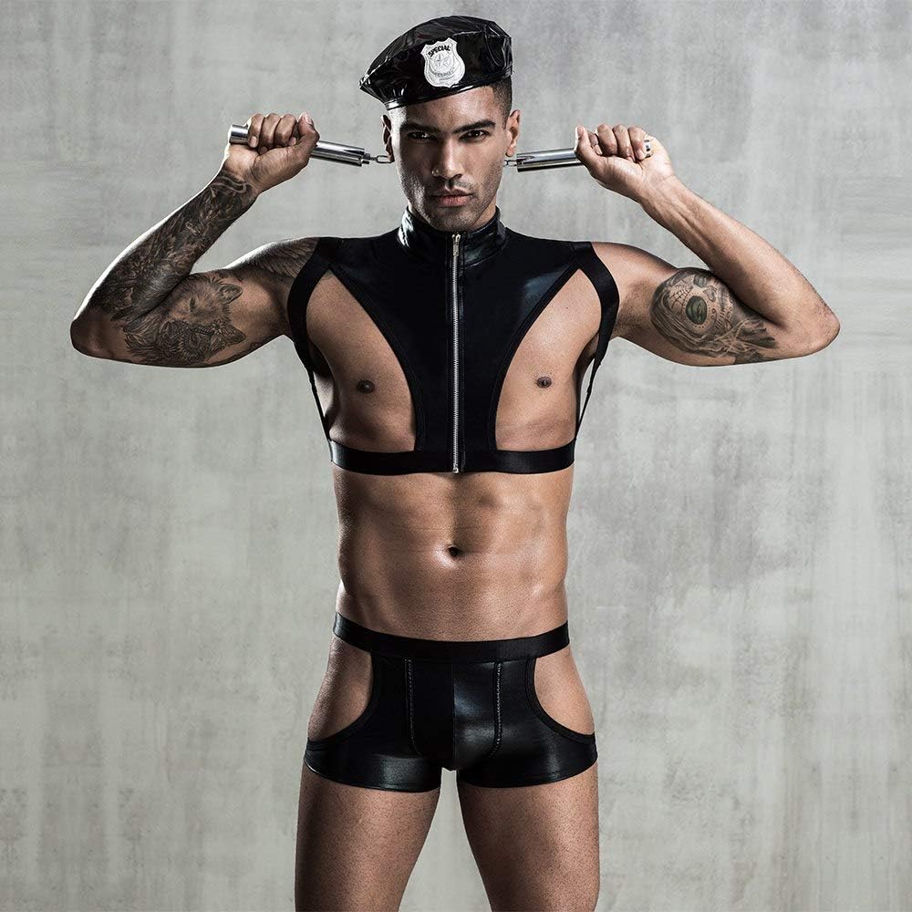 Police Costume gifts for Men's cosplay Sexy Underwear Clothes Pajamas Fun niform for bar Nightclub Stage Performance
