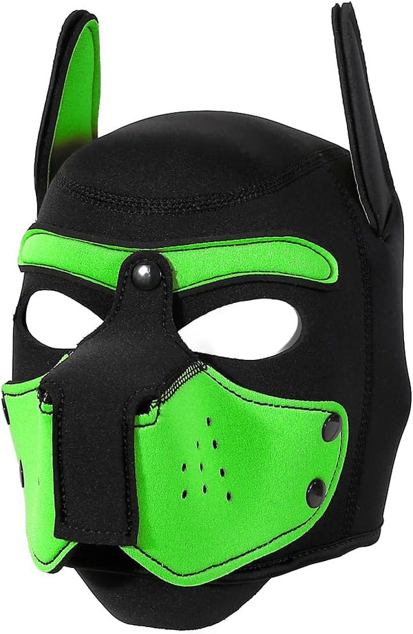 Neoprene Puppy Face Muzzle Dog Removable Full Head Hood Mask With Ears (One Size)
