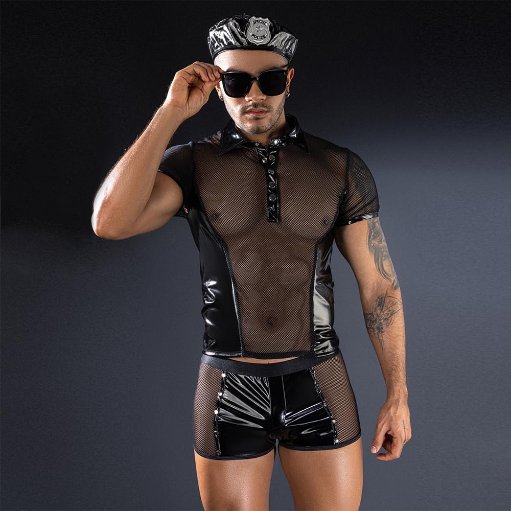 Men's cosplay police Costume cosplay Sexy Underwear Lingerie Pajamas Uniform bar Nightclub Stage Performance party Christmas