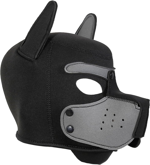 Neoprene Puppy Face Muzzle Dog Removable Full Head Hood Mask With Ears (One Size)