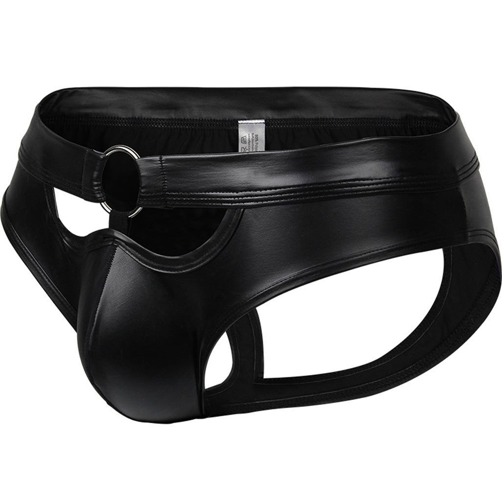 Sexy Mens Faux Leather Underwear Open Butt Briefs Jockstrap Panties Gay Thongs