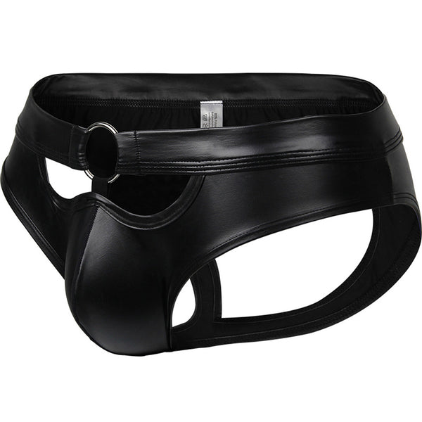 Sexy Mens Faux Leather Underwear Open Butt Briefs Jockstrap Panties Gay Thongs