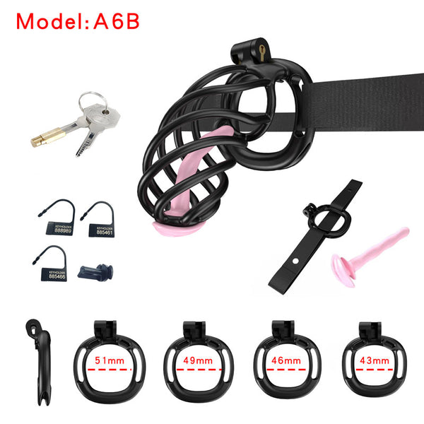 Male Cobra Chastity Cage Device 4 Rings Men Resin Spiral Mamba Locking Belt
