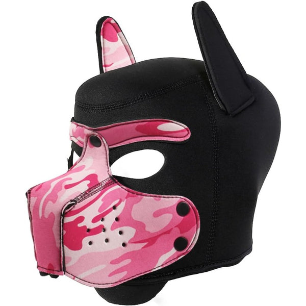 Neoprene Puppy Face Muzzle Dog Removable Full Head Hood Mask With Ears (One Size)