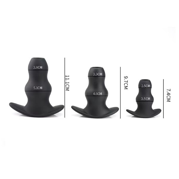 Hollow silicone anal plug, three sizes of anal dilator, for female and male buttocks expansion