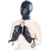 Leather BDSM Restraint Set,Bondage Hoods and Glove Restraints Kits Puppy Glove Fetish Wear Suits for Love Game