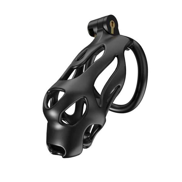 Dog head cage chastity lock bondage abstinence male black penis sleeve