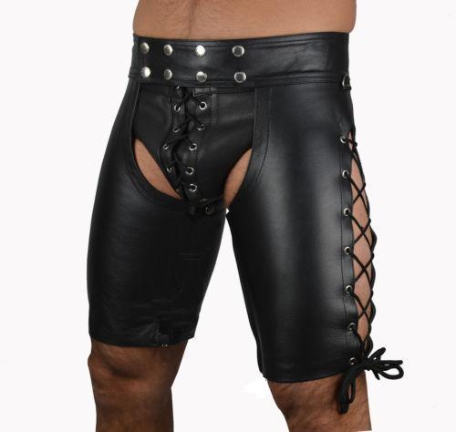 New Fashion Imitation Leather Lace-up Sexy Spanking Shorts Men's Bodybuilding Fitness Briefs Fetish Men's Club Clothing Sexy Clothing