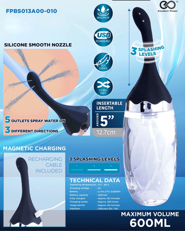 Hydro-Arouser,Rechargeable Splashing Douche