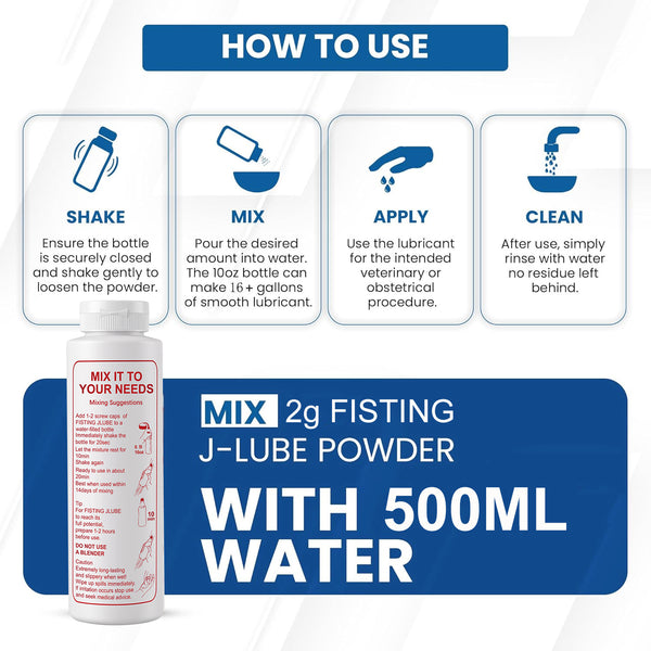 J-LUBE FISTING Powder Mixes with Water One Bottle Makes 16+ Gallons / 60+ litres and More of Lubricant 10 oz + Squeeze Bottle 500ml