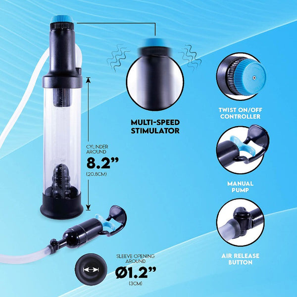 Penis Enlarger Vacuum Pump - Battery Operated Multi Speed Stimulator Vibrating,Stronger Bigger Erections Enlargement Extend Pump, Air Pressure Device