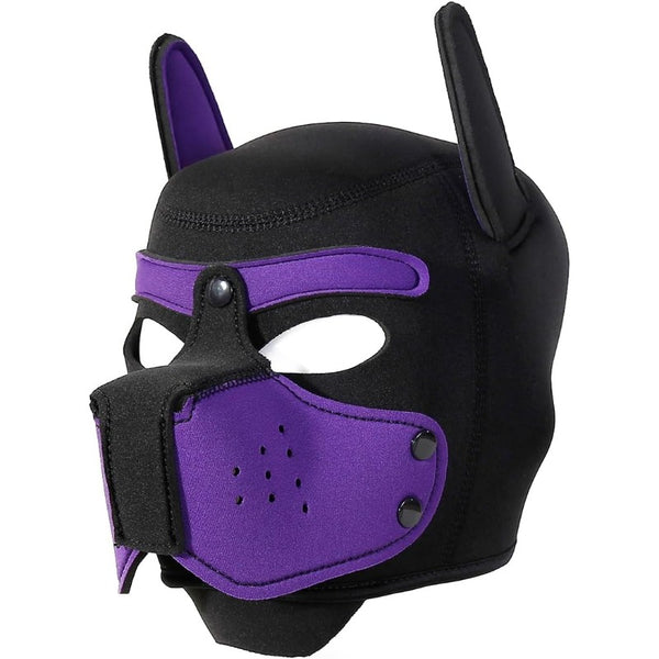Neoprene Puppy Face Muzzle Dog Removable Full Head Hood Mask With Ears (One Size)