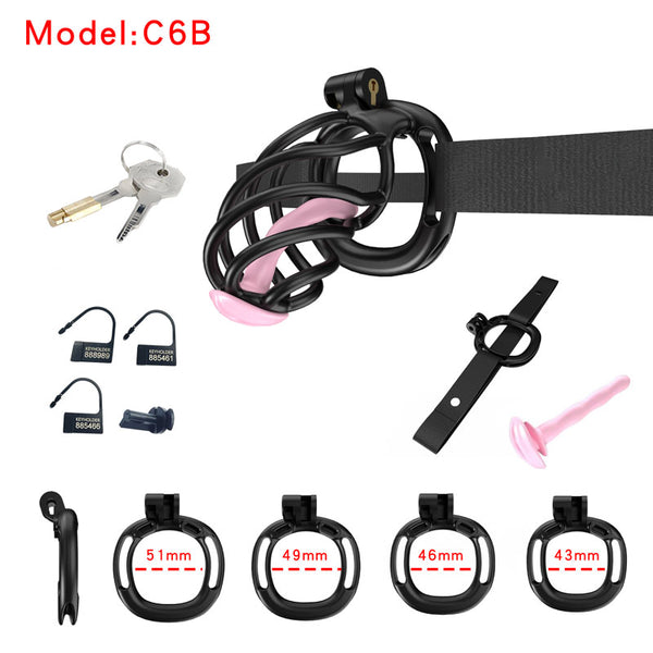 Male Cobra Chastity Cage Device 4 Rings Men Resin Spiral Mamba Locking Belt