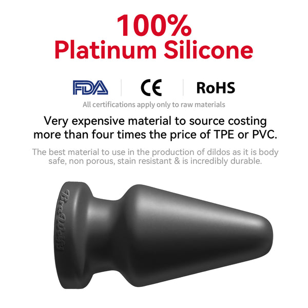 9.8 Inch Food Grade Platinum Silicone Stretcher Grip - FDA Standard Compliant Material - X Large Giant Anal Butt Plug - Vac-U-Lock System - Sex Toys for Men and Women (Black, X Large)