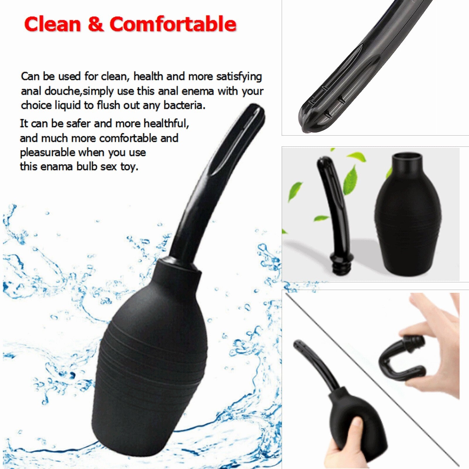 Anal Vaginal Bulb Douche Enema Rectal Colonic Irrigation Syringe Cleaner For Men