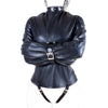 Black leather forced bondage tight sexy confinement binding