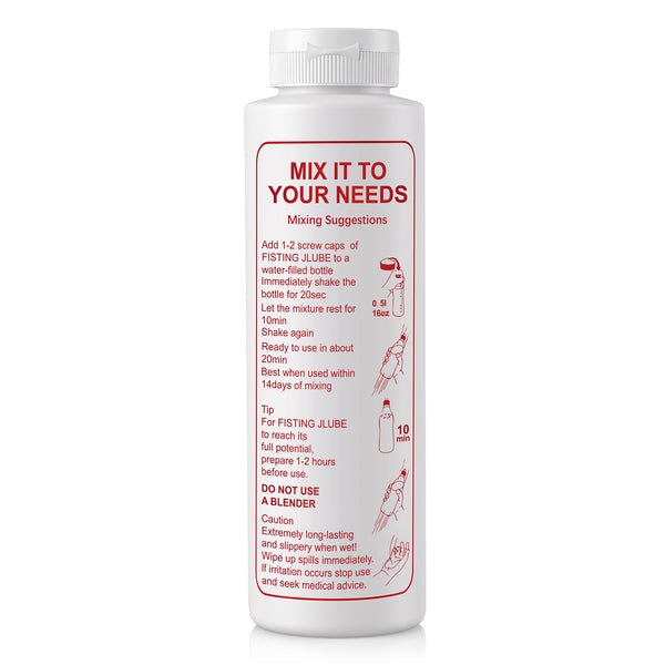 J-LUBE FISTING Powder Mixes with Water One Bottle Makes 16+ Gallons / 60+ litres and More of Lubricant 10 oz + Squeeze Bottle 500ml