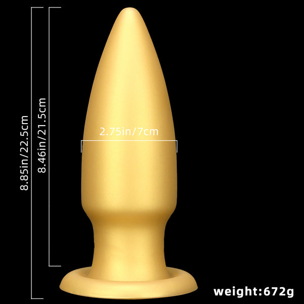 8.85in Premium Gold Soft Liquid Silicone Big Butt Plug Dildo Adult Toy