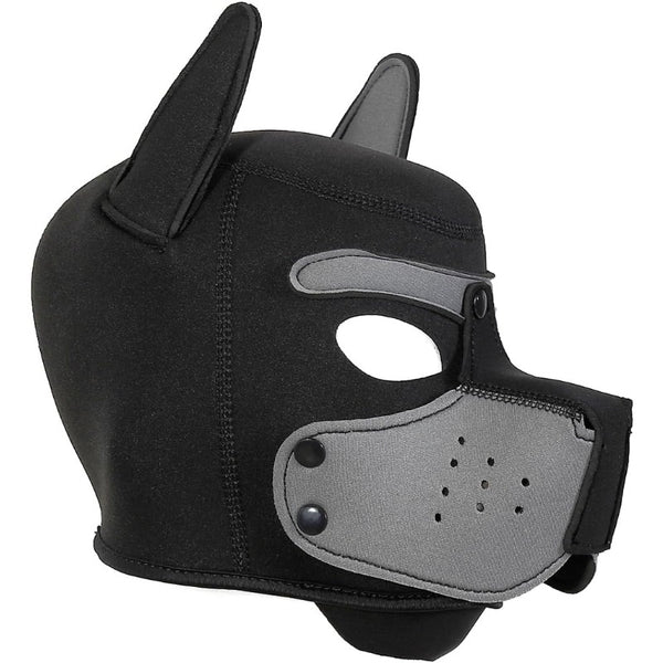 Neoprene Puppy Face Muzzle Dog Removable Full Head Hood Mask With Ears (One Size)