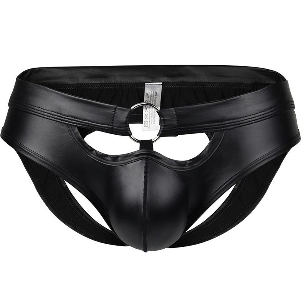 Sexy Mens Faux Leather Underwear Open Butt Briefs Jockstrap Panties Gay Thongs
