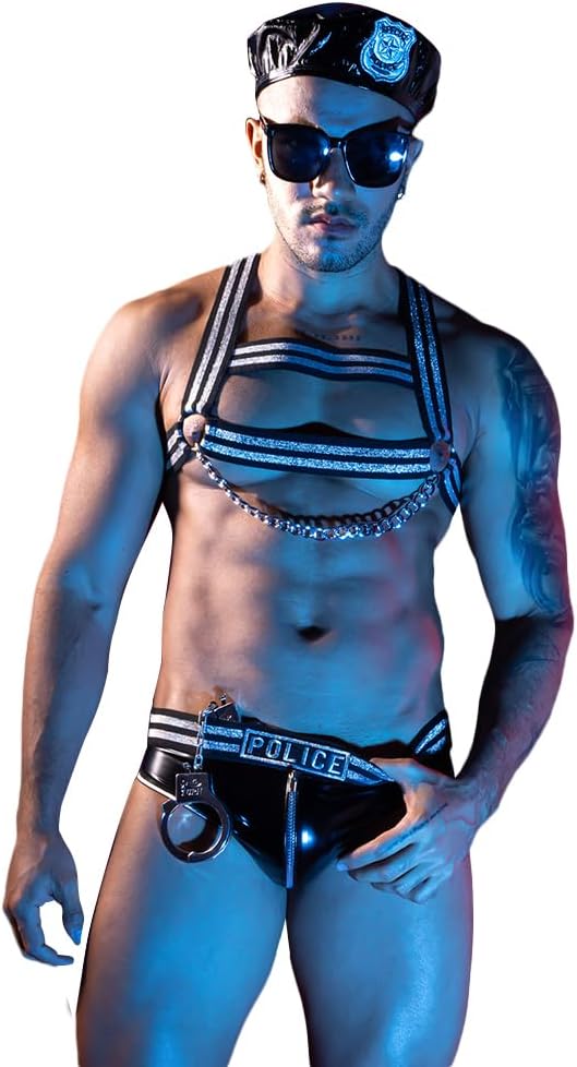 Men's cosplay police cosplay Sexy Underwear Costume Lingerie Pajamas Uniform bar Nightclub Stage Performance party Christmas