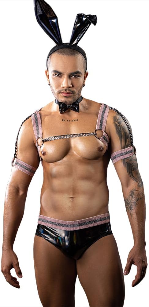 BDSM Rabbit costume Men's cosplay Sexy Underwear police Costume Lingerie Pajamas Uniform bar Nightclub Stage Performance party Christmas