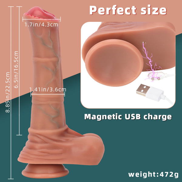 8.85in 4in1 Heating Thrusting Vibrating Rotation Remote Horse Animal Dildo
