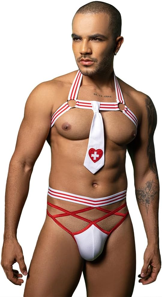 Men's Lingerie nurse Sexy cosplay Underwear police Costume Lingerie Pajamas Uniform bar Nightclub Stage Performance party Christmas