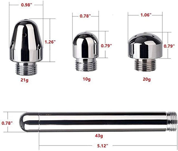 Nozzle Shower 3 Heads Aluminum Cleaner Cleansing Colonic Douche System Cleaner(Silver)