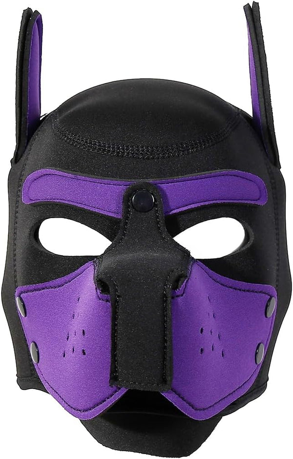 Neoprene Puppy Face Muzzle Dog Removable Full Head Hood Mask With Ears (One Size)